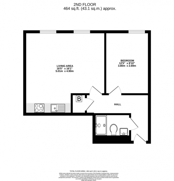 Floor Plan Image for 1 Bedroom Apartment for Sale in Duval House, High Street, Harmondsworth