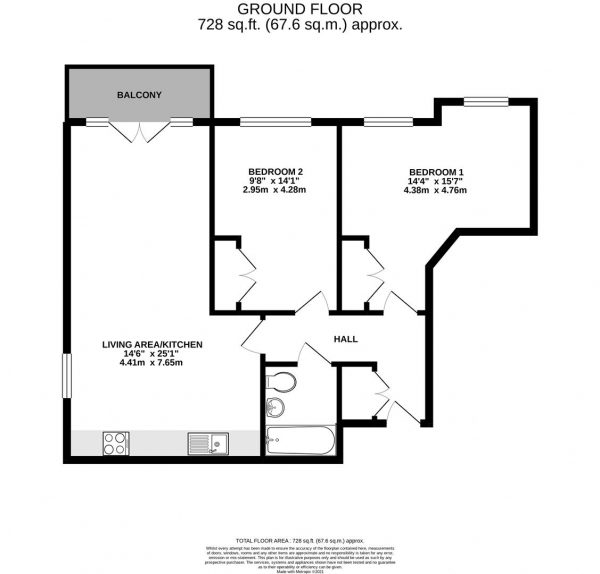 Floor Plan Image for 2 Bedroom Apartment for Sale in Park Lodge Avenue, West Drayton