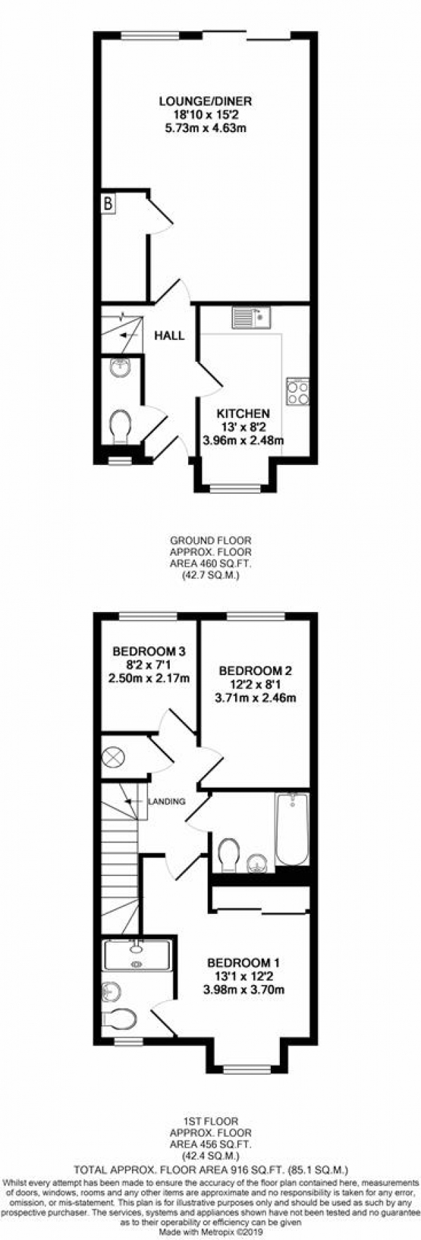 Floor Plan Image for 3 Bedroom Terraced House for Sale in Evergreen Drive, West Drayton