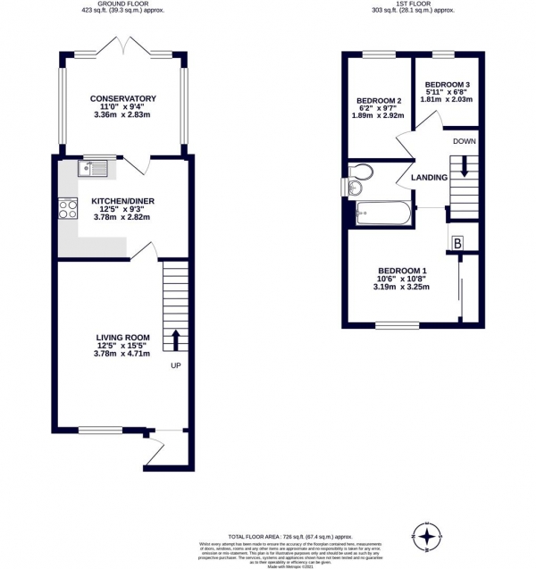 Floor Plan Image for 3 Bedroom End of Terrace House for Sale in Lowdell Close, Yiewsley, West Drayton