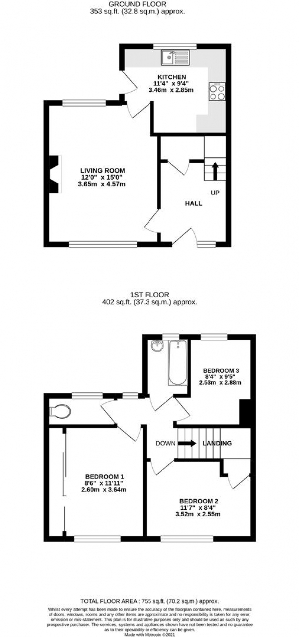 Floor Plan Image for 3 Bedroom Property for Sale in Whitethorn Avenue, Yiewsley, West Drayton