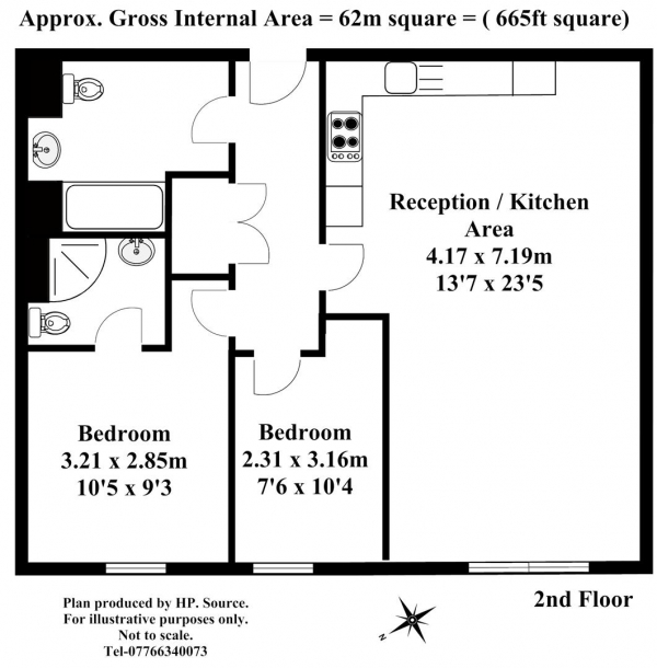 Floor Plan Image for 2 Bedroom Apartment for Sale in Station Road, West Drayton