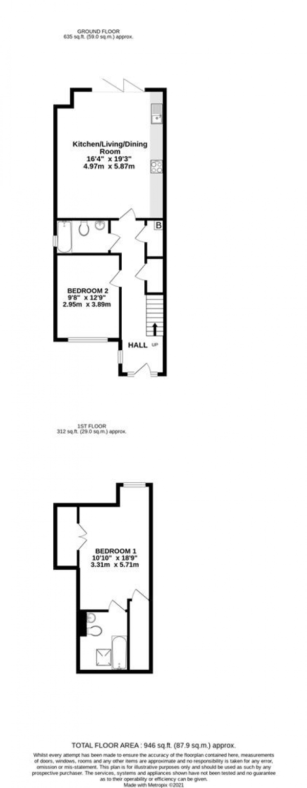 Floor Plan Image for 2 Bedroom Semi-Detached Bungalow for Sale in Poplar Avenue, Yiewsley, West Drayton