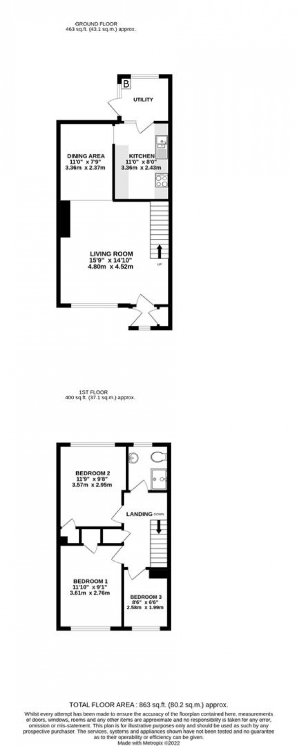 Floor Plan Image for 3 Bedroom Terraced House for Sale in Wilton Close, Harmondsworth, West Drayton