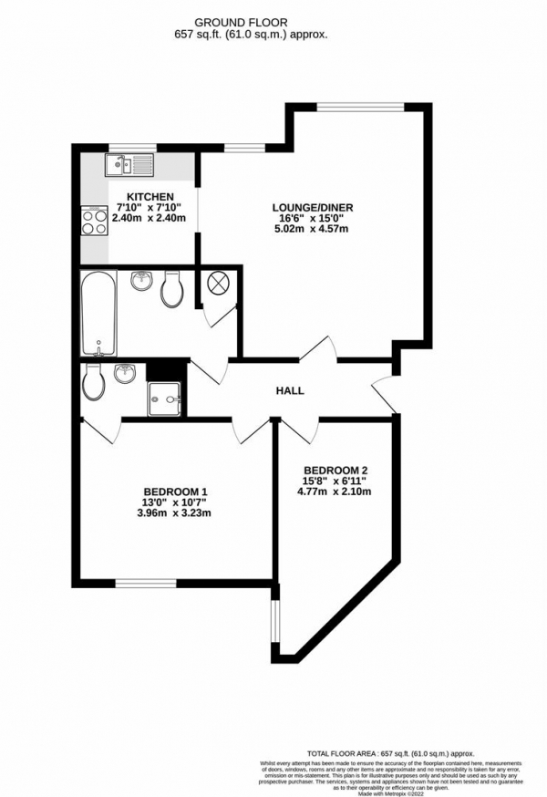 Floor Plan Image for 2 Bedroom Apartment for Sale in Admiralty Close, West Drayton