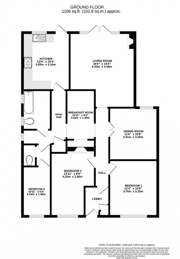 Floor Plan Image for 3 Bedroom Detached Bungalow for Sale in Colne Avenue, West Drayton