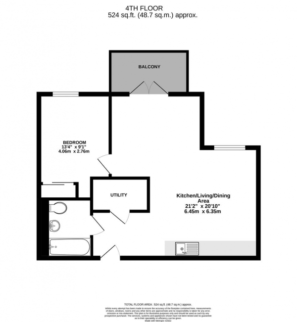 Floor Plan Image for 1 Bedroom Apartment for Sale in Windsor Court, West Drayton