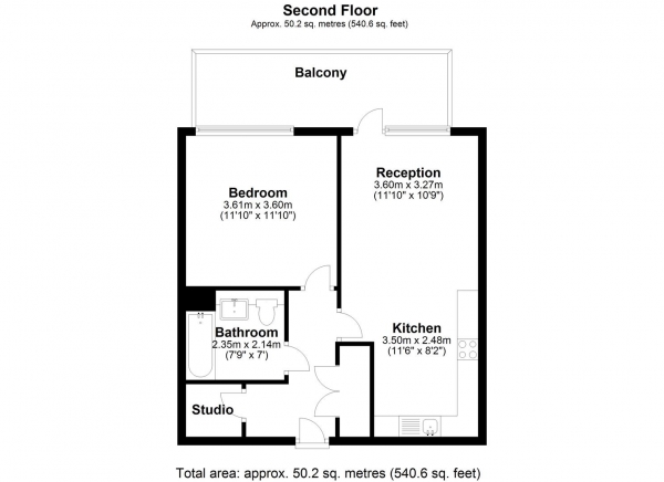 Floor Plan Image for 1 Bedroom Apartment for Sale in Bentinck Road, West Drayton