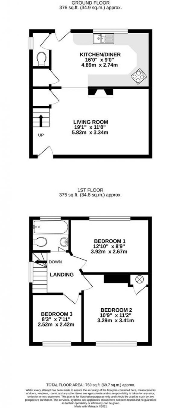 Floor Plan Image for 3 Bedroom End of Terrace House for Sale in Moorland Road, Harmondsworth, West Drayton