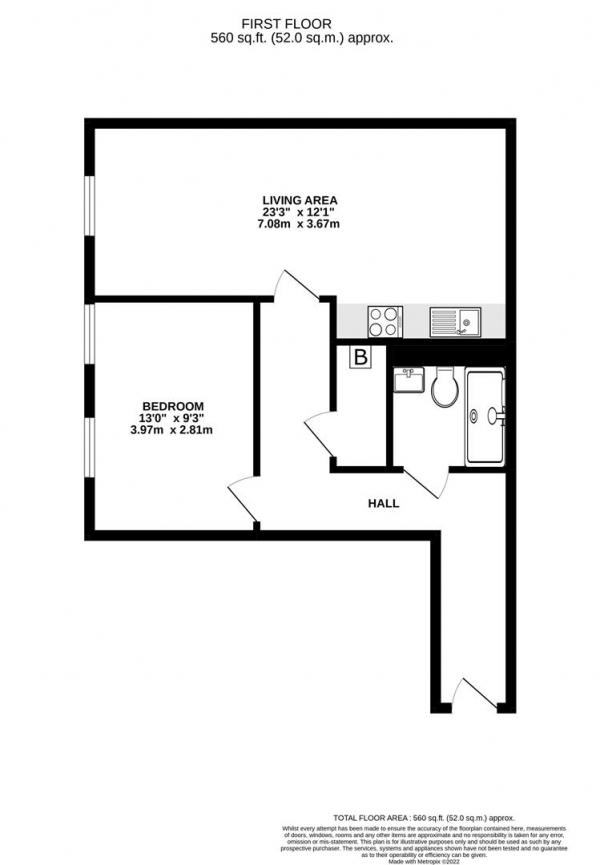 Floor Plan Image for 1 Bedroom Apartment for Sale in Duval House, High Street, Harmondsworth