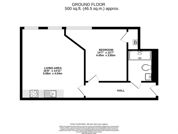 Floor Plan Image for 1 Bedroom Apartment for Sale in Meadowlea Clos, Harmondsworth, West Drayton