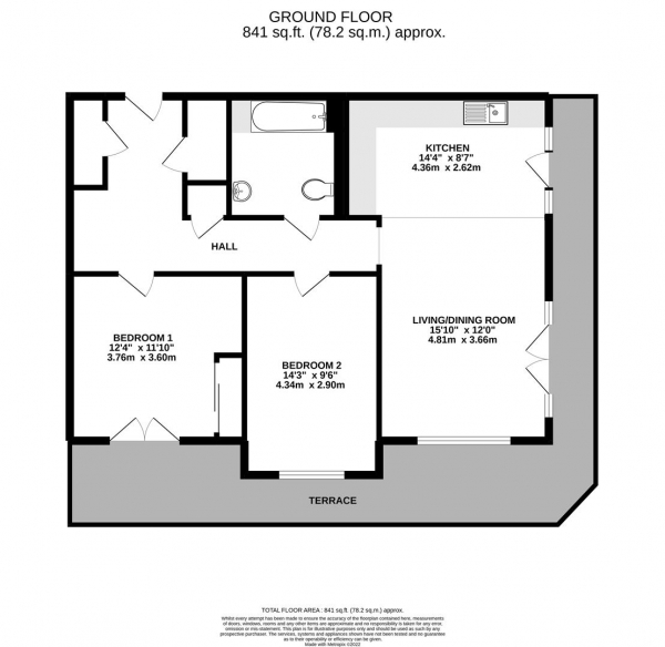 Floor Plan Image for 2 Bedroom Apartment for Sale in 7 Pennyroyal Drive, West Drayton