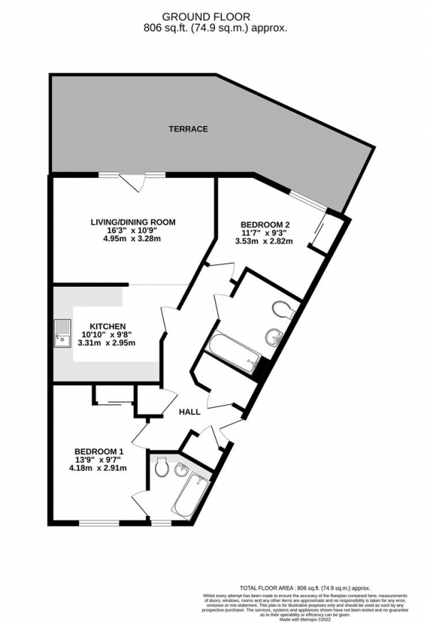 Floor Plan Image for 2 Bedroom Apartment for Sale in Pennyroyal Drive, West Drayton