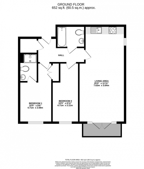 Floor Plan Image for 2 Bedroom Apartment for Sale in Denham House, West Drayton