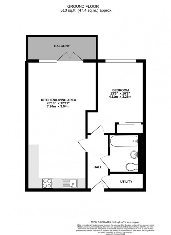 Floor Plan Image for 1 Bedroom Apartment for Sale in Wintergreen Boulevard, West Drayton