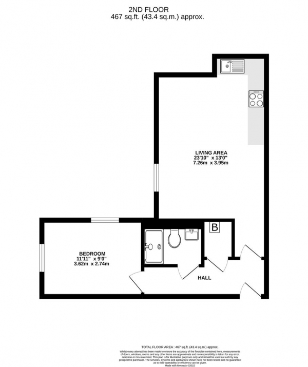 Floor Plan Image for 1 Bedroom Apartment for Sale in Meadowlea Close, Harmondsworth, West Drayton