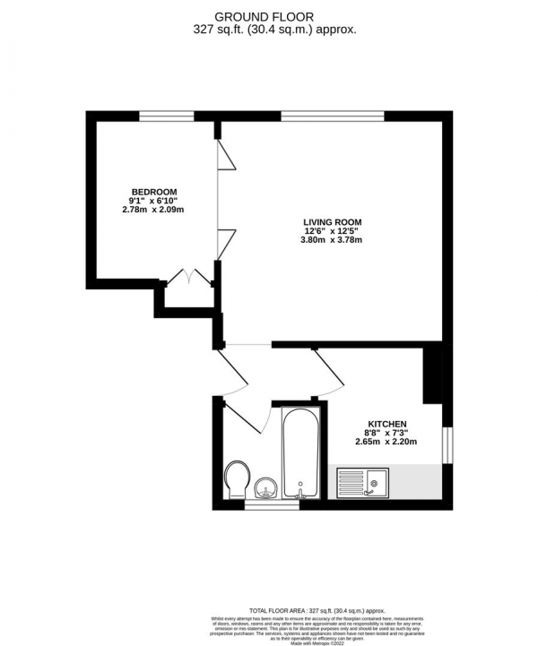 Floor Plan Image for Studio for Sale in Whitethorn Avenue, Yiewsley, West Drayton