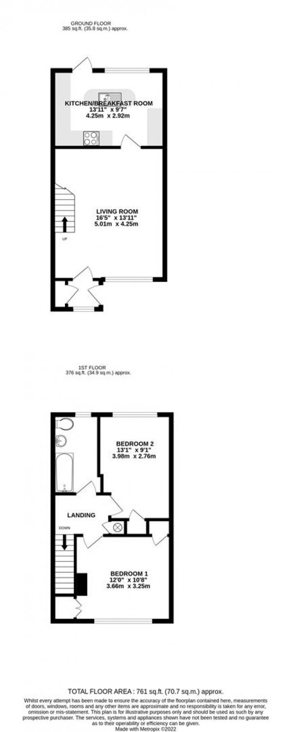 Floor Plan Image for 2 Bedroom Terraced House for Sale in Wilton Close, Harmondsworth, West Drayton