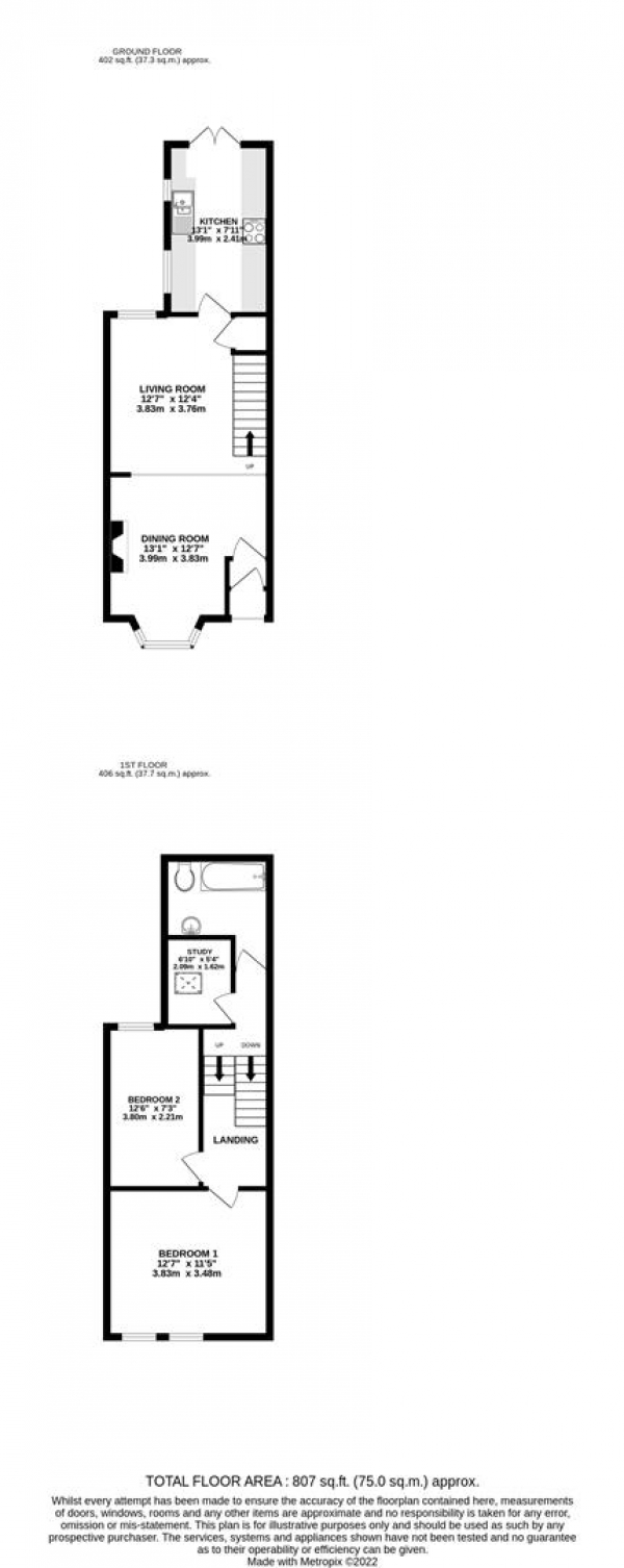 Floor Plan Image for 2 Bedroom Terraced House for Sale in The Green, West Drayton