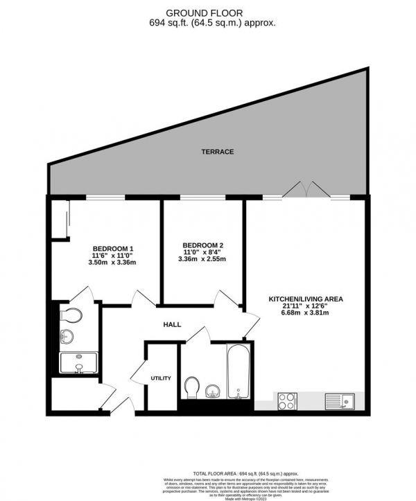 Floor Plan Image for 2 Bedroom Ground Flat for Sale in Clovelly Court, West Drayton