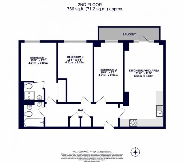 Floor Plan Image for 3 Bedroom Apartment for Sale in Constabulary Close, West Drayton