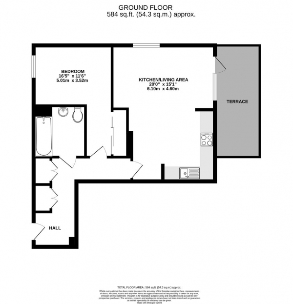 Floor Plan Image for 1 Bedroom Apartment for Sale in Garnet Place, West Drayton