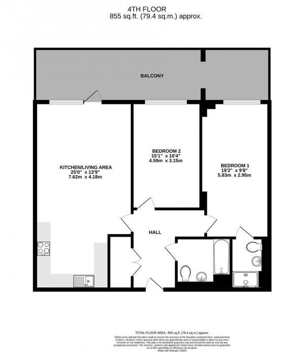 Floor Plan Image for 2 Bedroom Apartment for Sale in Bentinck Road, West Drayton