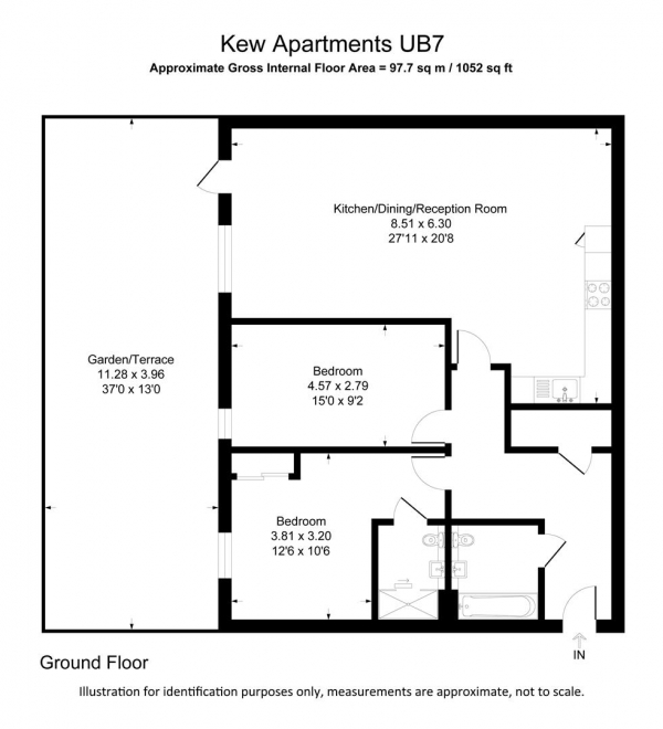 Floor Plan Image for 2 Bedroom Apartment for Sale in Kew apartments, 1 Wintergreen Boulevard, West Drayton