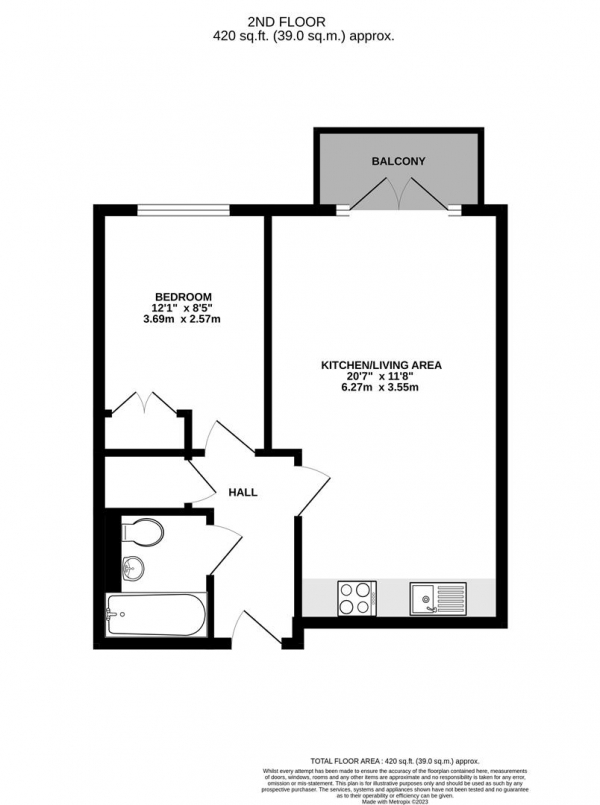 Floor Plan Image for 1 Bedroom Apartment for Sale in Arlington House, West Drayton