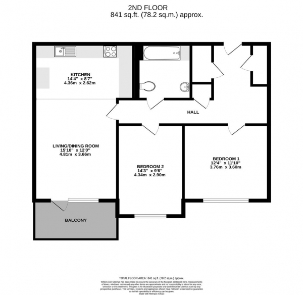 Floor Plan Image for 2 Bedroom Apartment for Sale in Pennyroyal Drive, West Drayton