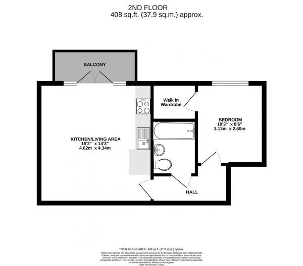 Floor Plan Image for 1 Bedroom Apartment for Sale in Kensington House, West Drayton