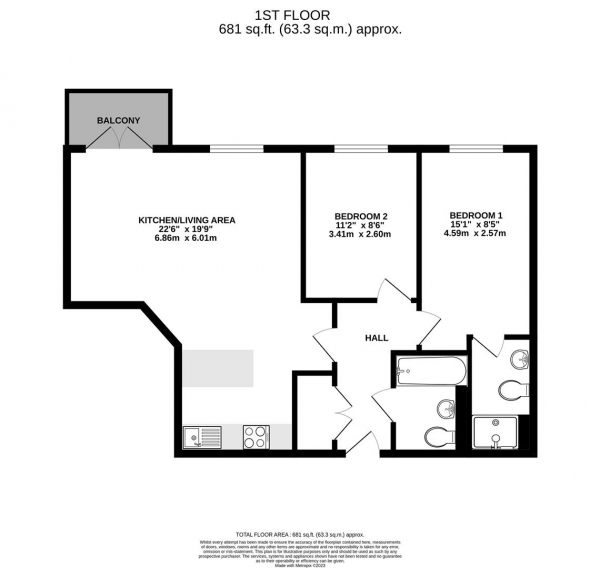 Floor Plan Image for 2 Bedroom Apartment for Sale in Burlington House, West Drayton