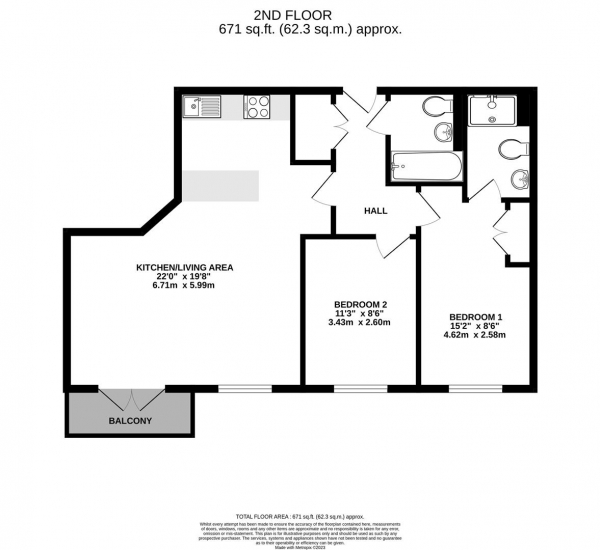 Floor Plan Image for 2 Bedroom Apartment for Sale in Park Lodge Avenue, West Drayton