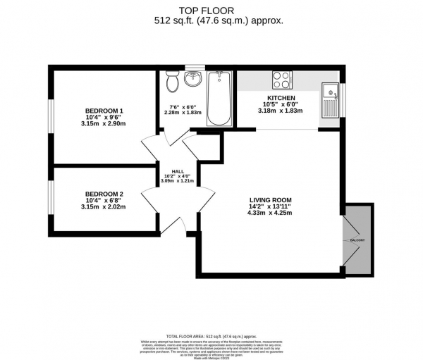 Floor Plan Image for 2 Bedroom Apartment for Sale in Admiralty Close, West Drayton