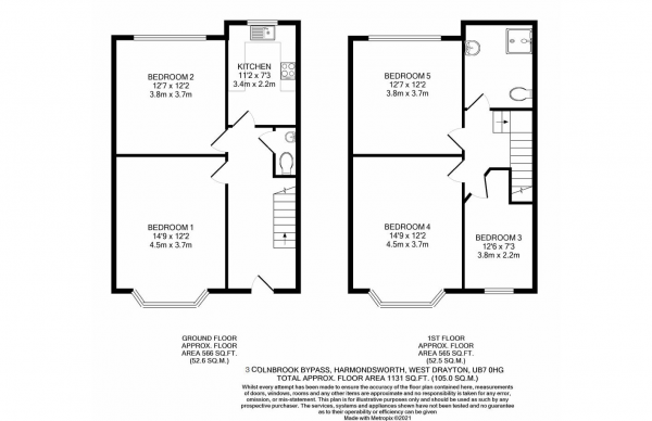 Floor Plan Image for 5 Bedroom Semi-Detached House for Sale in Colnbrook By Pass, Harmondsworth