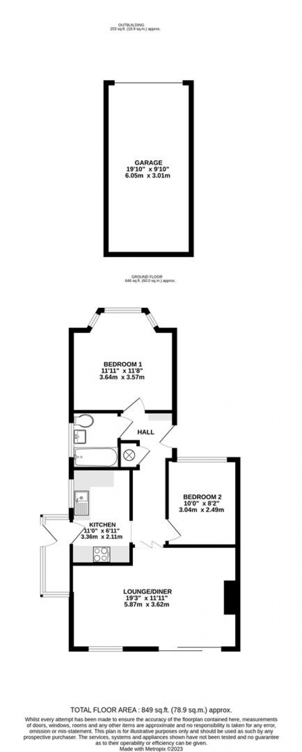 Floor Plan Image for 2 Bedroom Semi-Detached Bungalow for Sale in Cambridge Close, Harmondsworth, West Drayton