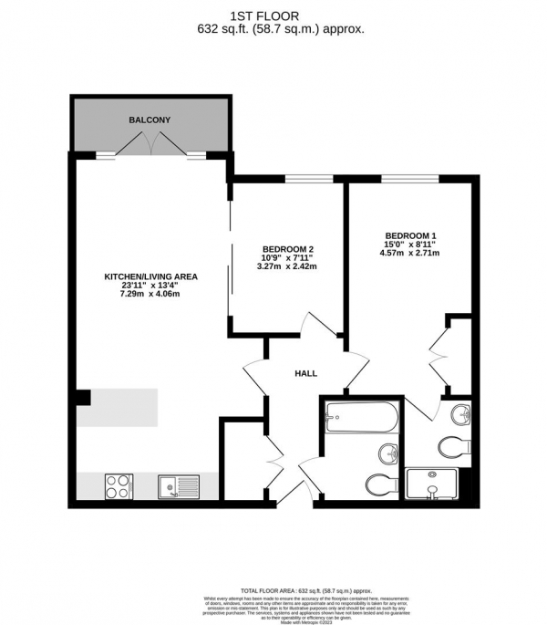 Floor Plan Image for 2 Bedroom Apartment for Sale in Park Lodge Avenue, West Drayton