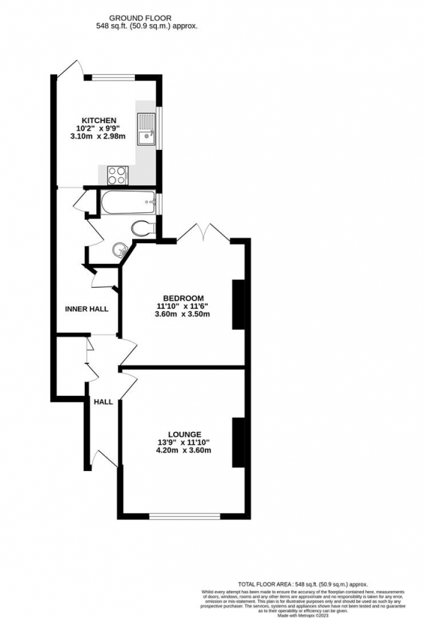 Floor Plan Image for 1 Bedroom Maisonette for Sale in Drayton Gardens, West Drayton