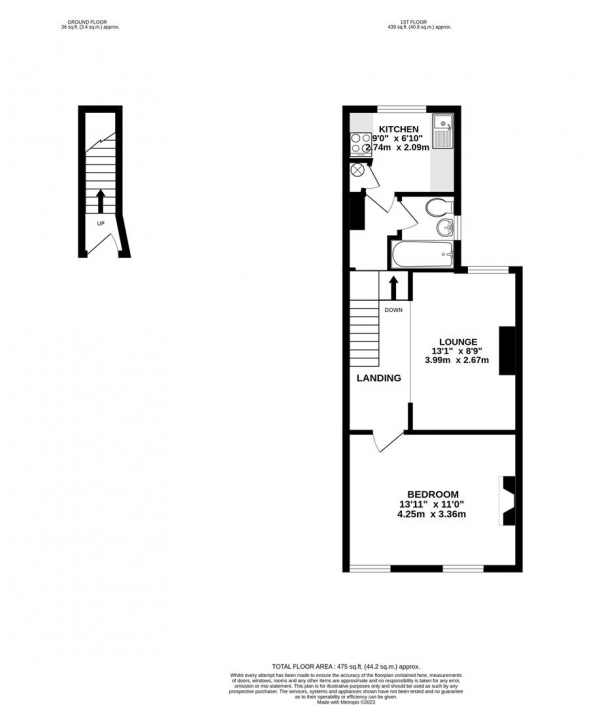 Floor Plan Image for 1 Bedroom Maisonette for Sale in Warwick Road, West Drayton