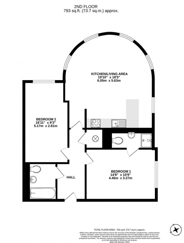 Floor Plan Image for 2 Bedroom Apartment for Sale in Bentinck Road, West Drayton