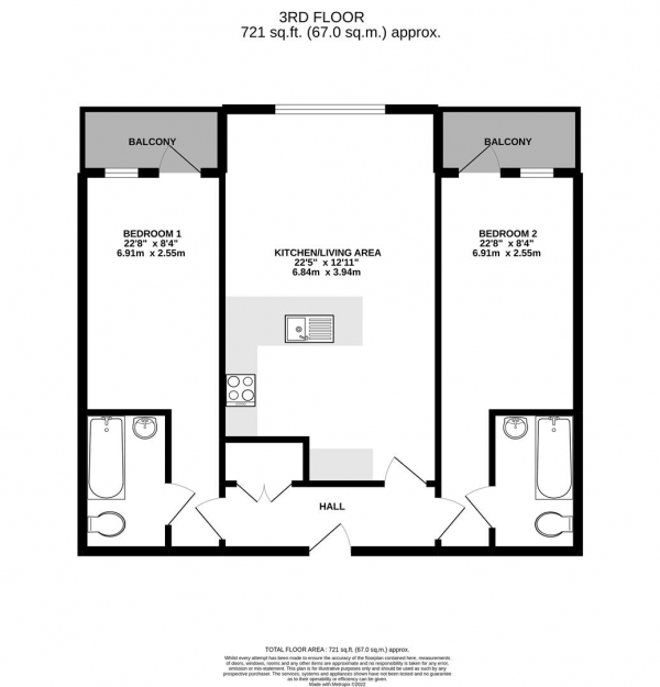 Floor Plan Image for 2 Bedroom Apartment for Sale in Cavendish House , West Drayton