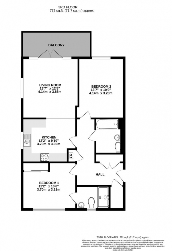 Floor Plan Image for 2 Bedroom Apartment for Sale in 11 Pennyroyal Drive, West Drayton