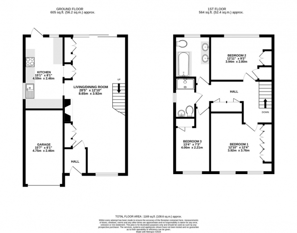 Floor Plan Image for 3 Bedroom Semi-Detached House for Sale in Summerhouse Lane, Harmondsworth, West Drayton