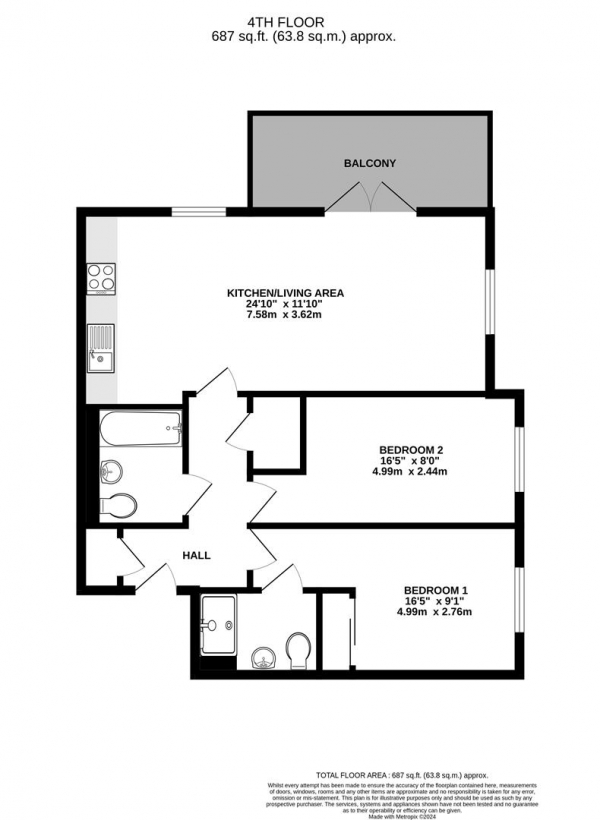 Floor Plan Image for 2 Bedroom Apartment for Sale in Clovelly Court, West Drayton