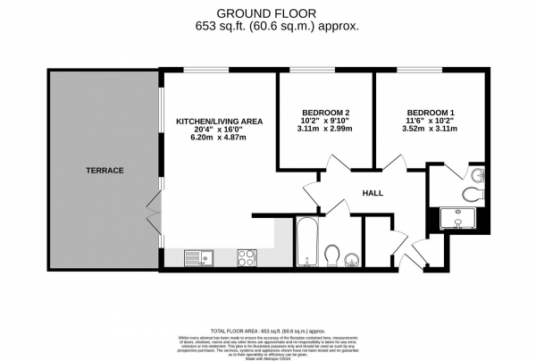 Floor Plan Image for 2 Bedroom Ground Flat for Sale in Wraysbury Drive, Yiewsley, West Drayton