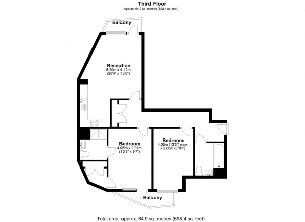 Floor Plan Image for 2 Bedroom Apartment to Rent in 8 Garnet Place, West Drayton