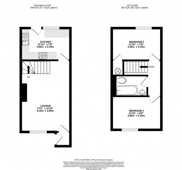 Floor Plan Image for 2 Bedroom Terraced House for Sale in Peplow Close, Yiewsley, West Drayton