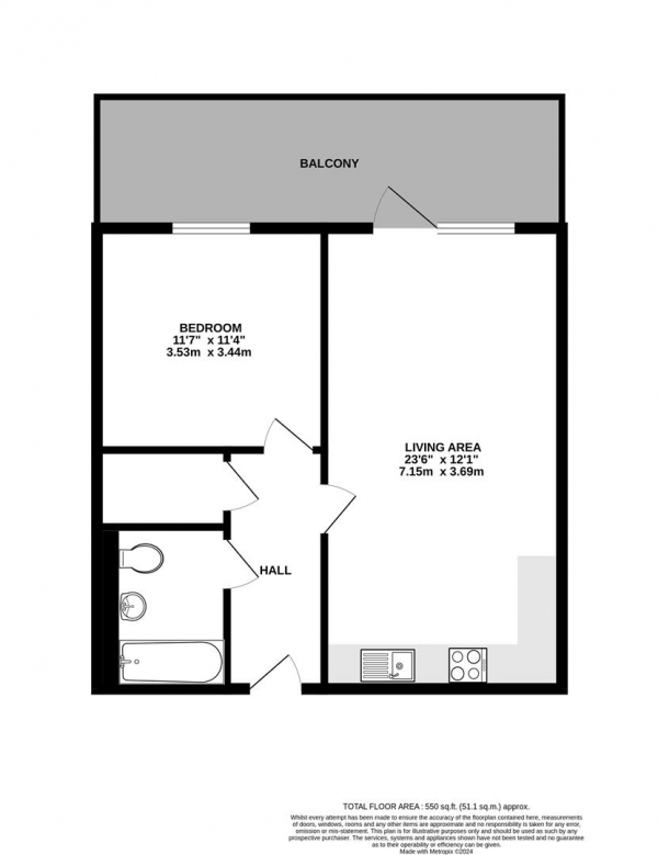 Floor Plan Image for 1 Bedroom Apartment for Sale in Waterways House, West Drayton