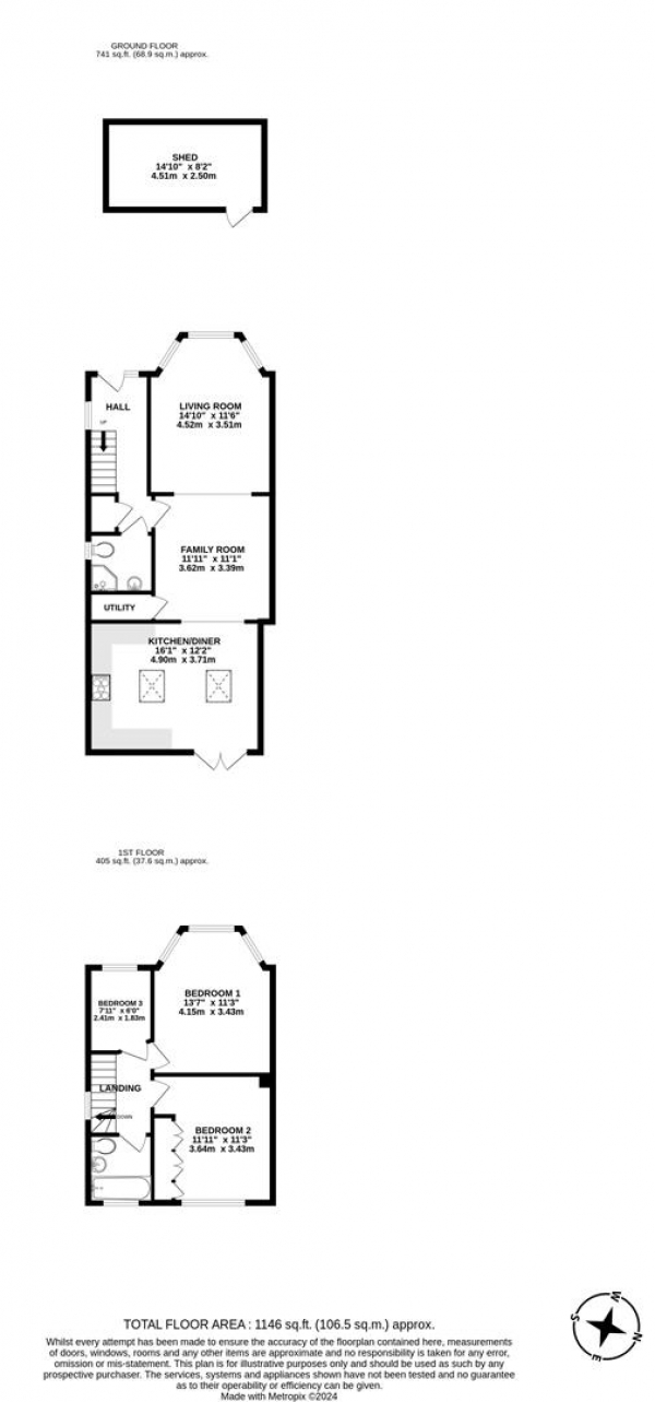 Floor Plan Image for 3 Bedroom Semi-Detached House for Sale in Drayton Gardens, West Drayton