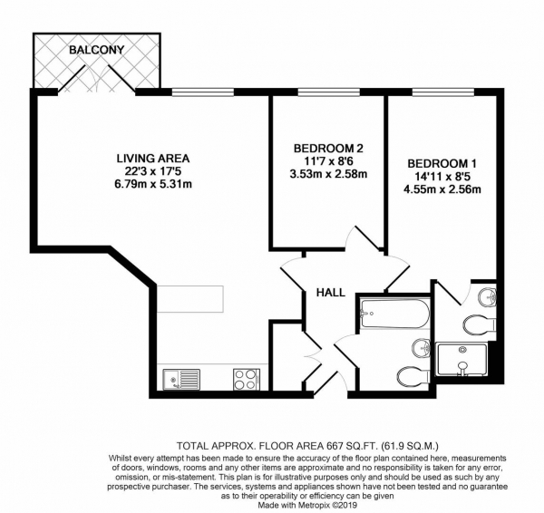 Floor Plan Image for 2 Bedroom Apartment for Sale in Burlington House, West Drayton